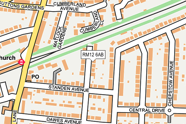 RM12 6AB map - OS OpenMap – Local (Ordnance Survey)