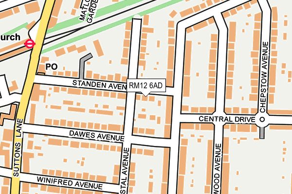 RM12 6AD map - OS OpenMap – Local (Ordnance Survey)