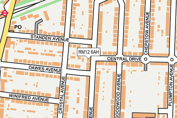 RM12 6AH map - OS OpenMap – Local (Ordnance Survey)