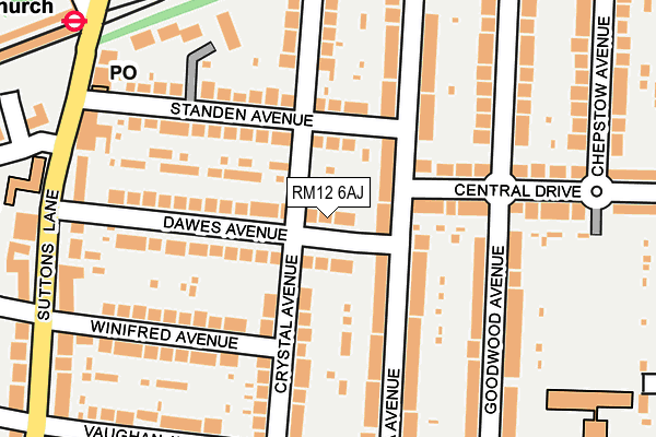 RM12 6AJ map - OS OpenMap – Local (Ordnance Survey)