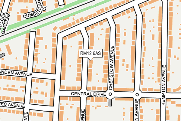 RM12 6AS map - OS OpenMap – Local (Ordnance Survey)