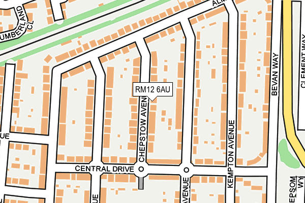 RM12 6AU map - OS OpenMap – Local (Ordnance Survey)
