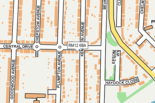 RM12 6BA map - OS OpenMap – Local (Ordnance Survey)