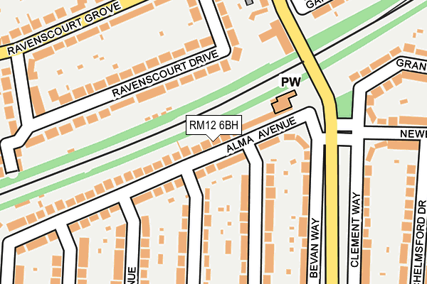 RM12 6BH map - OS OpenMap – Local (Ordnance Survey)