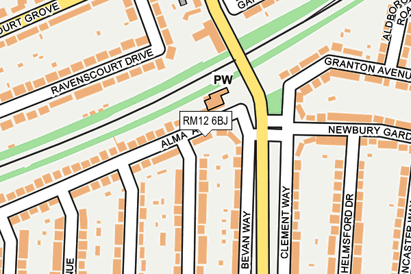 RM12 6BJ map - OS OpenMap – Local (Ordnance Survey)