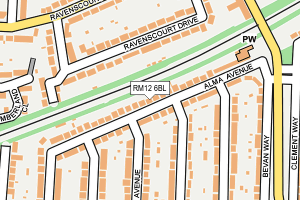 RM12 6BL map - OS OpenMap – Local (Ordnance Survey)