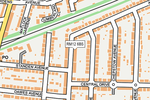 RM12 6BS map - OS OpenMap – Local (Ordnance Survey)