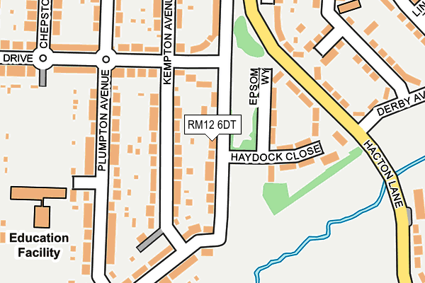RM12 6DT map - OS OpenMap – Local (Ordnance Survey)