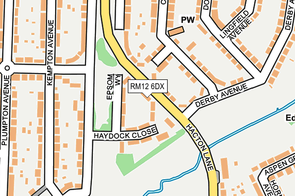 RM12 6DX map - OS OpenMap – Local (Ordnance Survey)