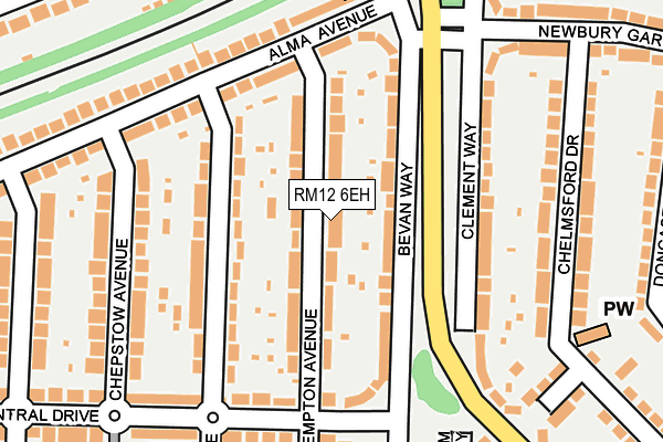 RM12 6EH map - OS OpenMap – Local (Ordnance Survey)