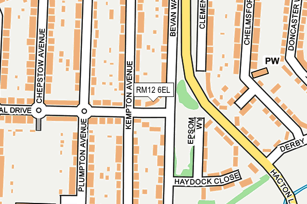 RM12 6EL map - OS OpenMap – Local (Ordnance Survey)