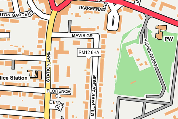 RM12 6HA map - OS OpenMap – Local (Ordnance Survey)