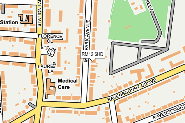 RM12 6HD map - OS OpenMap – Local (Ordnance Survey)