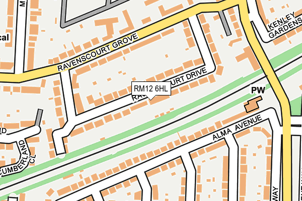 RM12 6HL map - OS OpenMap – Local (Ordnance Survey)