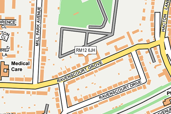 RM12 6JH map - OS OpenMap – Local (Ordnance Survey)