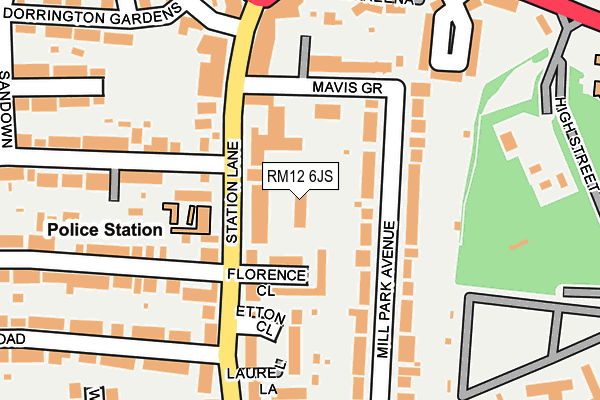 RM12 6JS map - OS OpenMap – Local (Ordnance Survey)