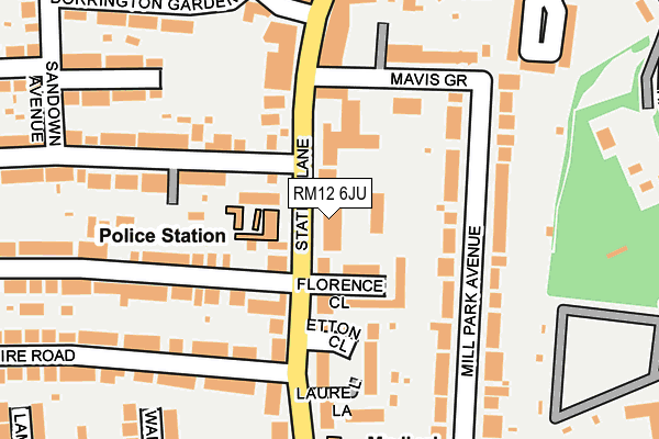 RM12 6JU map - OS OpenMap – Local (Ordnance Survey)