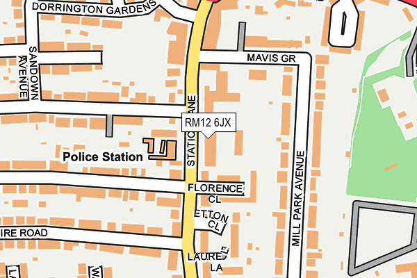 RM12 6JX map - OS OpenMap – Local (Ordnance Survey)