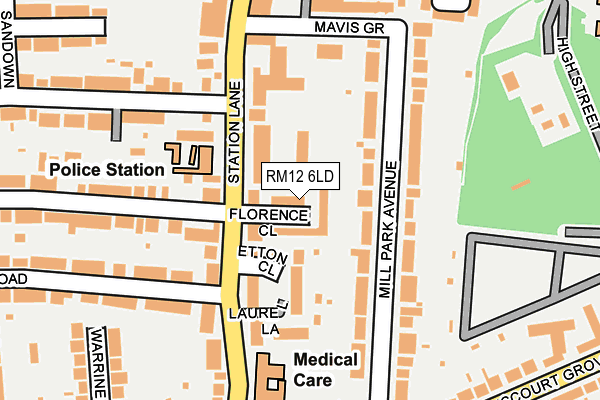 RM12 6LD map - OS OpenMap – Local (Ordnance Survey)