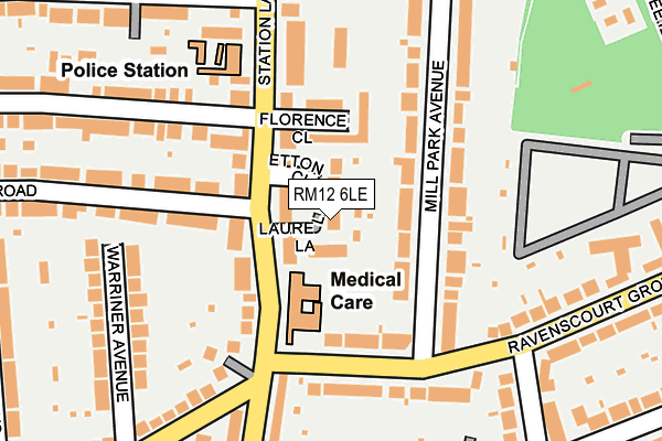 RM12 6LE map - OS OpenMap – Local (Ordnance Survey)