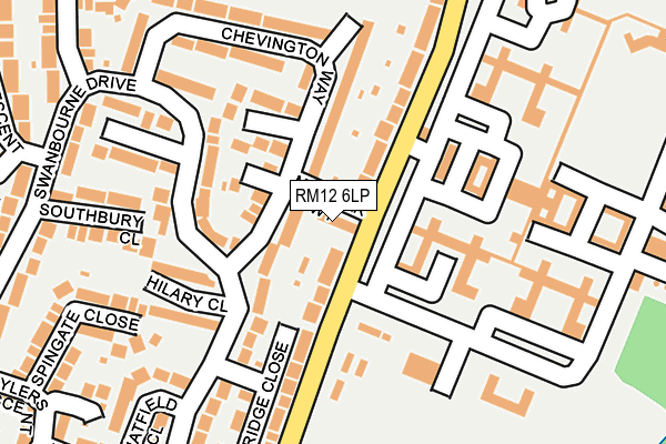 RM12 6LP map - OS OpenMap – Local (Ordnance Survey)