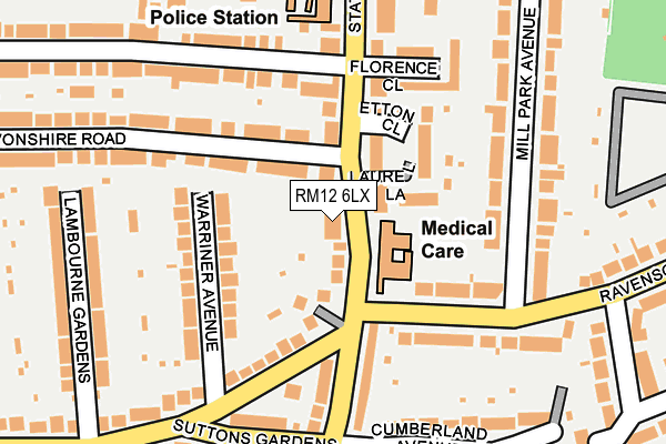 RM12 6LX map - OS OpenMap – Local (Ordnance Survey)