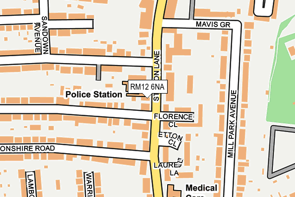 RM12 6NA map - OS OpenMap – Local (Ordnance Survey)