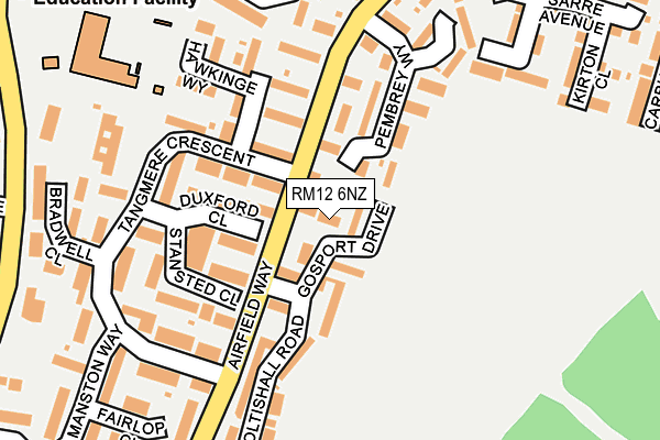 RM12 6NZ map - OS OpenMap – Local (Ordnance Survey)