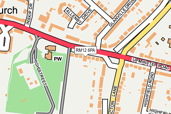 RM12 6PA map - OS OpenMap – Local (Ordnance Survey)
