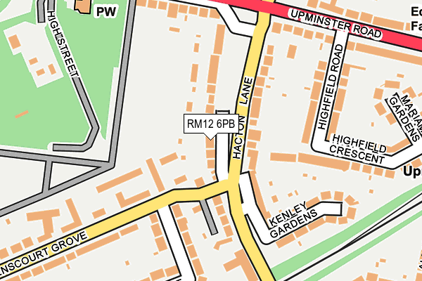 RM12 6PB map - OS OpenMap – Local (Ordnance Survey)
