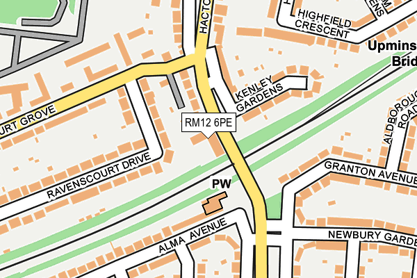 RM12 6PE map - OS OpenMap – Local (Ordnance Survey)