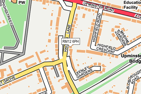 RM12 6PH map - OS OpenMap – Local (Ordnance Survey)