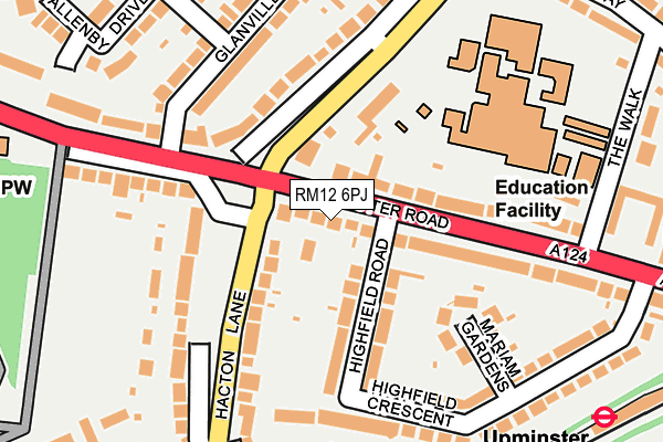 RM12 6PJ map - OS OpenMap – Local (Ordnance Survey)