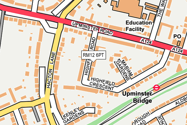 RM12 6PT map - OS OpenMap – Local (Ordnance Survey)