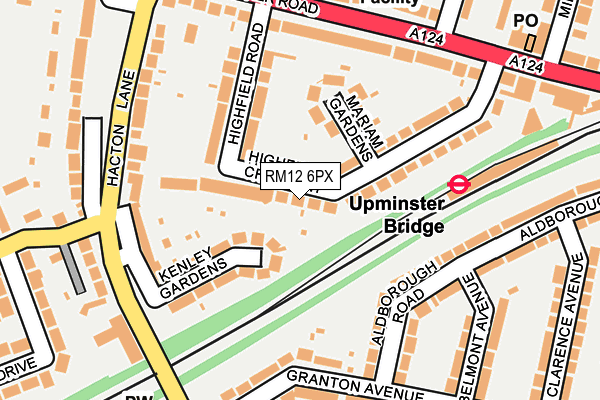 RM12 6PX map - OS OpenMap – Local (Ordnance Survey)