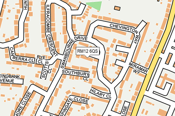 RM12 6QS map - OS OpenMap – Local (Ordnance Survey)
