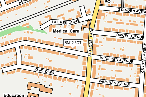 RM12 6QT map - OS OpenMap – Local (Ordnance Survey)