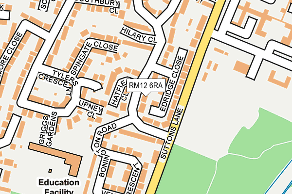 RM12 6RA map - OS OpenMap – Local (Ordnance Survey)