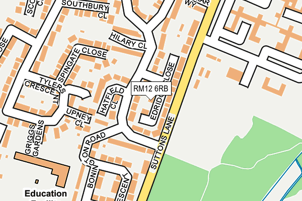 RM12 6RB map - OS OpenMap – Local (Ordnance Survey)