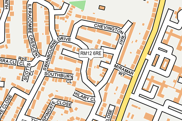 RM12 6RE map - OS OpenMap – Local (Ordnance Survey)