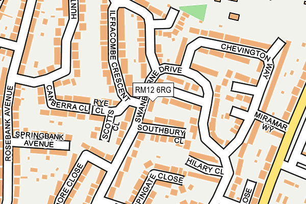 RM12 6RG map - OS OpenMap – Local (Ordnance Survey)