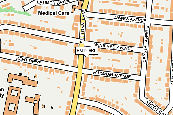 RM12 6RL map - OS OpenMap – Local (Ordnance Survey)