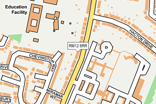 RM12 6RR map - OS OpenMap – Local (Ordnance Survey)