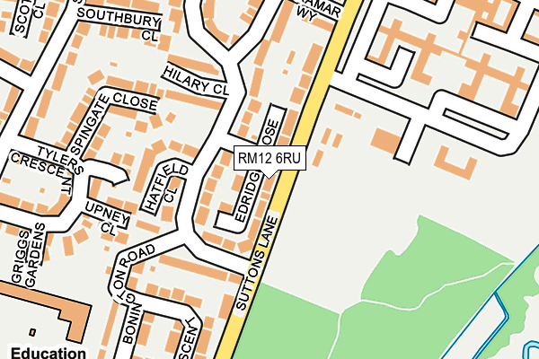 RM12 6RU map - OS OpenMap – Local (Ordnance Survey)