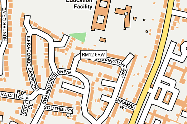 RM12 6RW map - OS OpenMap – Local (Ordnance Survey)
