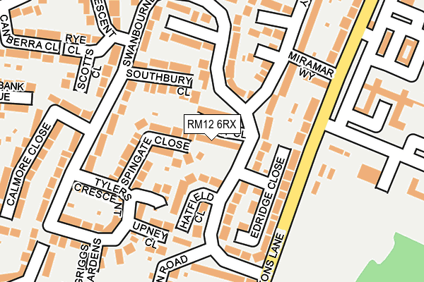 RM12 6RX map - OS OpenMap – Local (Ordnance Survey)