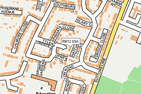 RM12 6SA map - OS OpenMap – Local (Ordnance Survey)