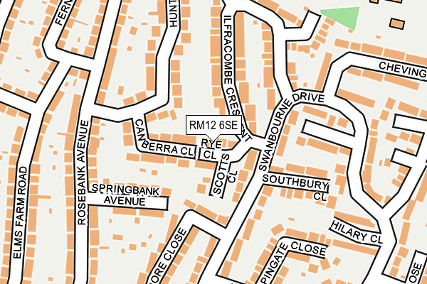 RM12 6SE map - OS OpenMap – Local (Ordnance Survey)