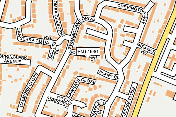 RM12 6SG map - OS OpenMap – Local (Ordnance Survey)