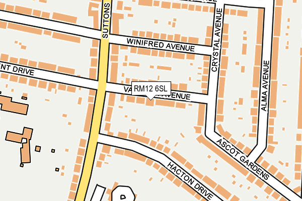 RM12 6SL map - OS OpenMap – Local (Ordnance Survey)
